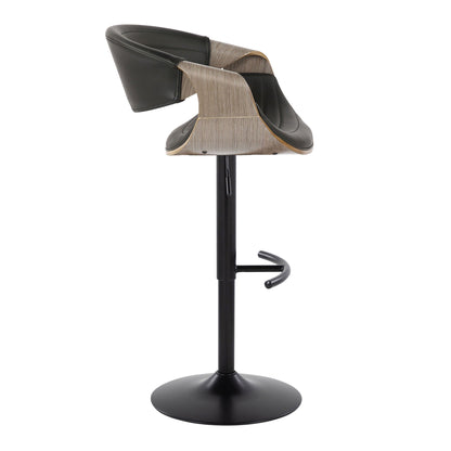 Symphony Mid Century Modern Adjustable Barstool Set with Swivel and T Footrest - Black, Beige, Pearl Silver