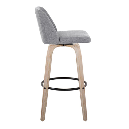 Mid-Century Modern Fixed Height BarStool Set with Swivel Footrest - Multiple Colors