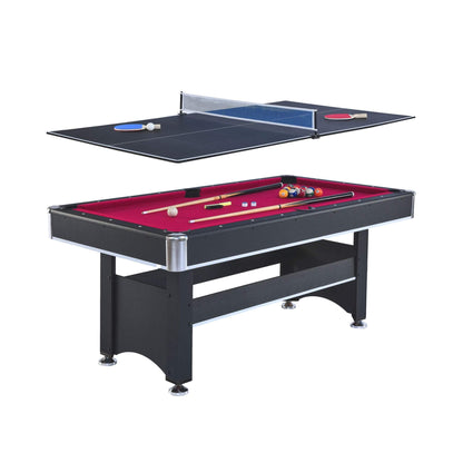 6FT Premium Wooden Multifunctional Pool Table With Table Tennis Top (SAK62741)