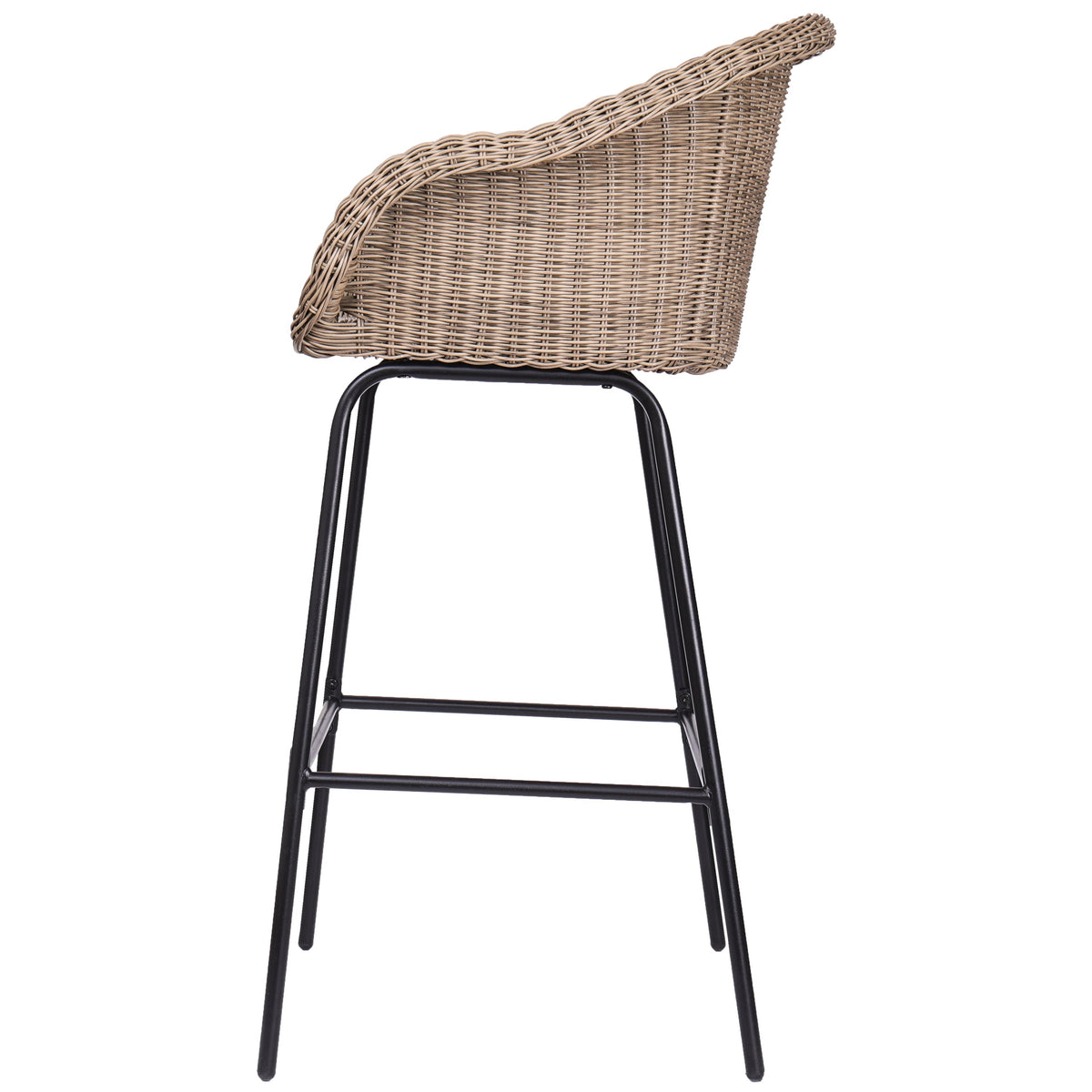 Light Brown Metal Wicker Barstool Set of 2 with Iron Frames