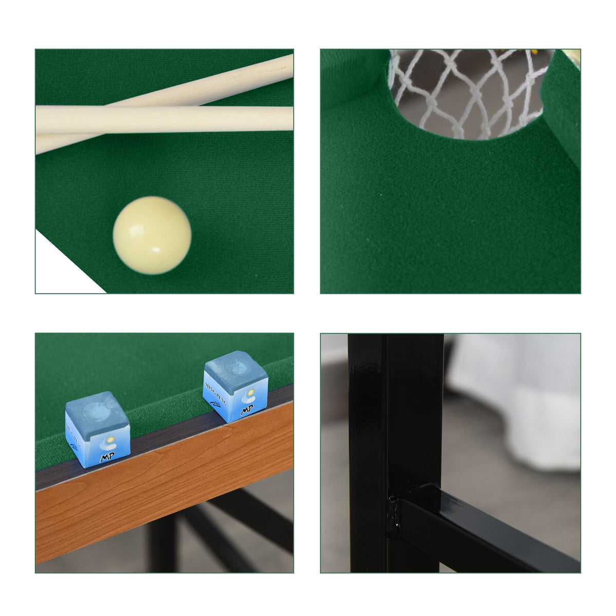 55 Portable Folding Billiards Table Game Pool Table for Whole Family Number Use With Cues, Ball, Rack, Green