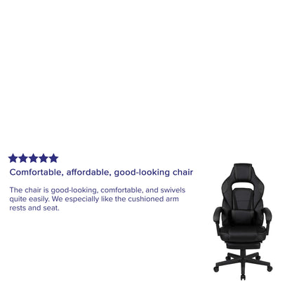 Black Ergonomic Gaming Chair -Recline Back/Arms, Footrest, Massaging Lumbar