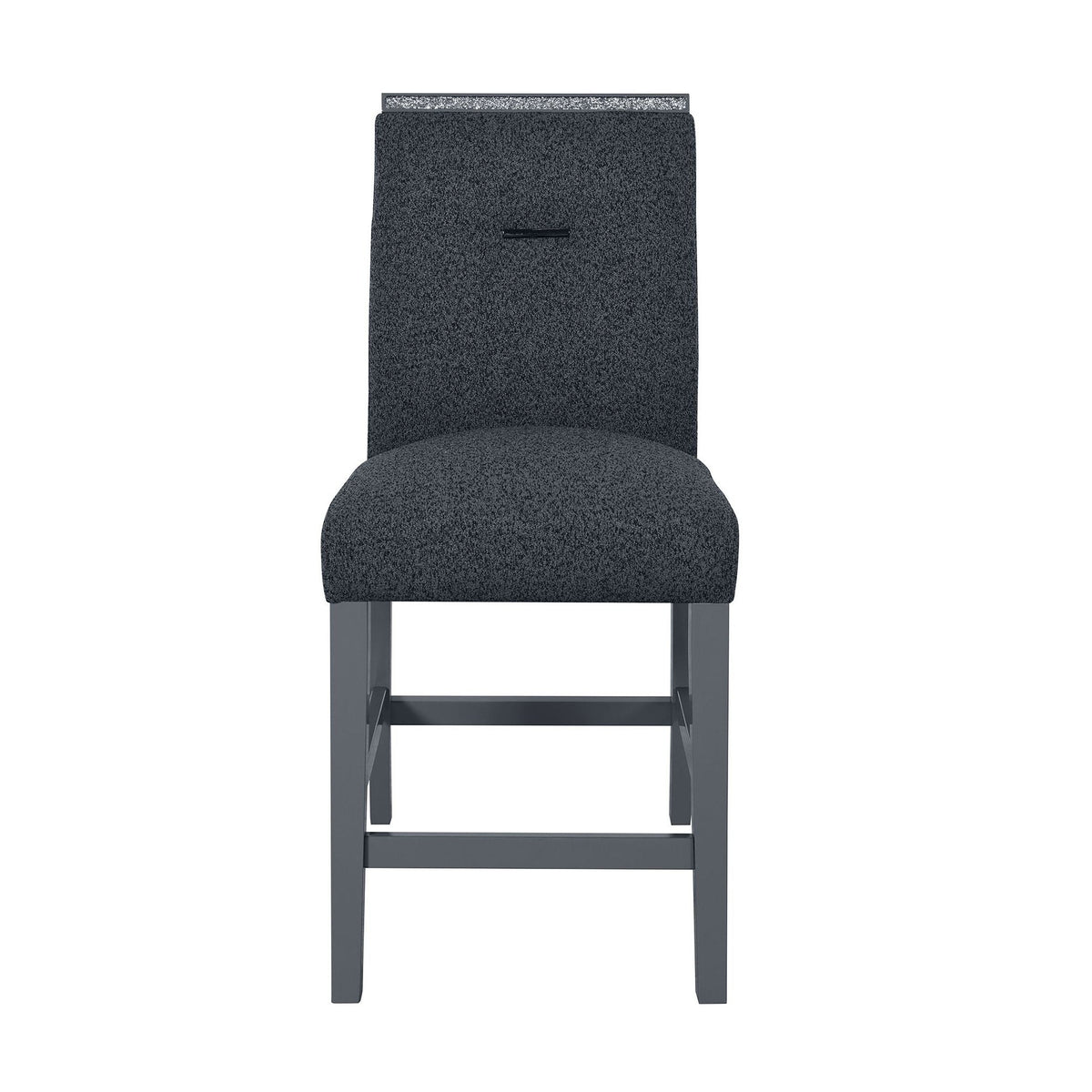 Bar Stools Set of 2 with Cushioned Seat and Slat Back - Dark Gray