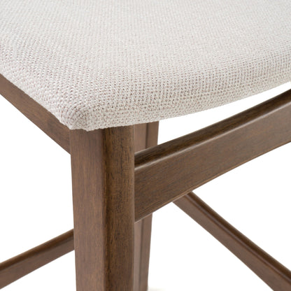 Mid Century Modern Bar Stool Set with Upholstered Seating - Beige or Dark Gray