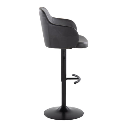 Contemporary Adjustable Barstool Set with Swivel - Rounded T Footrest - Dark Gray or Black