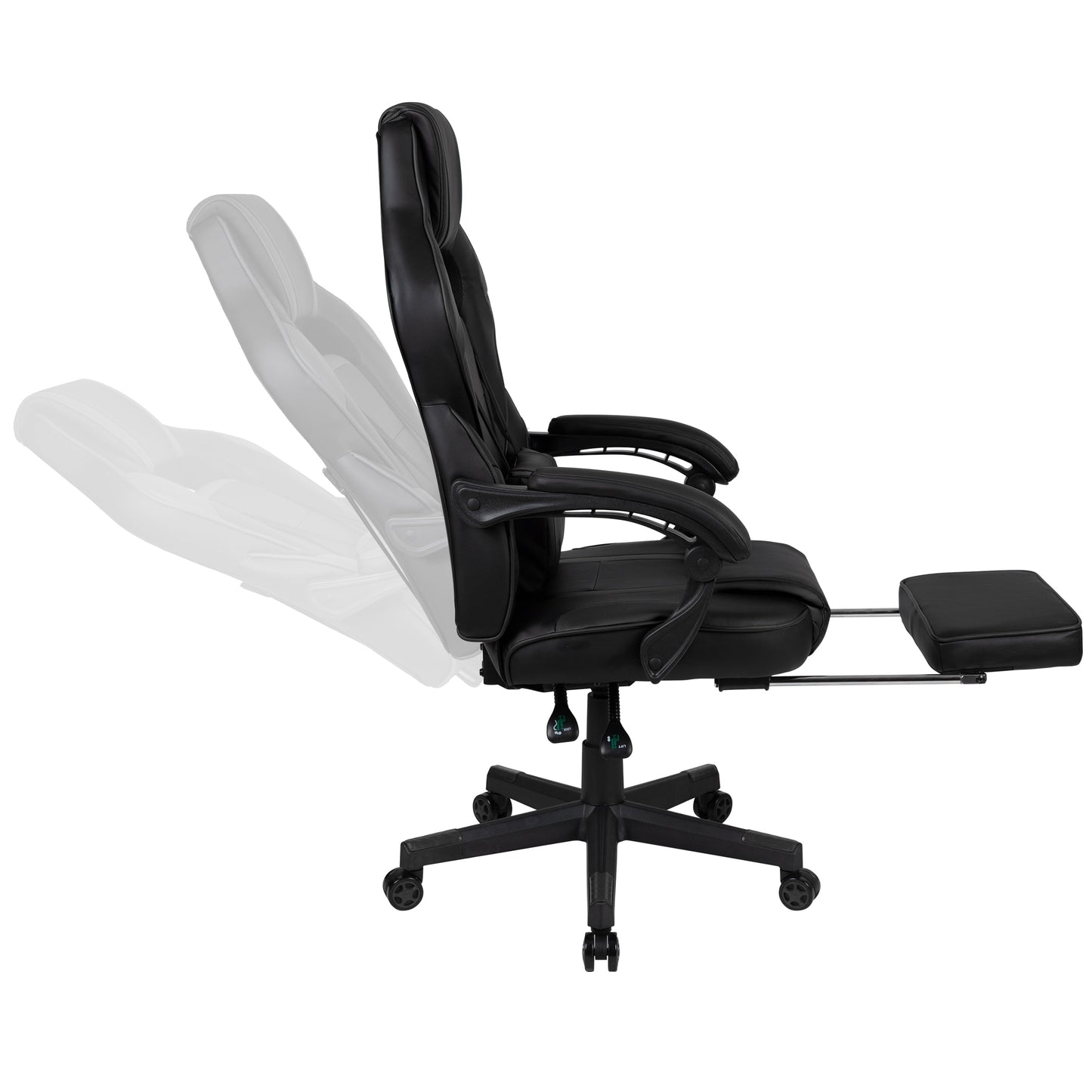 Black Ergonomic Gaming Chair -Recline Back/Arms, Footrest, Massaging Lumbar
