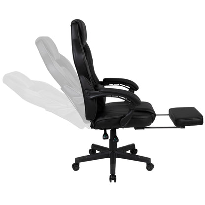 Black Ergonomic Gaming Chair -Recline Back/Arms, Footrest, Massaging Lumbar