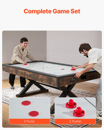 84" Air Hockey Table, Indoor Arcade Table Gaming Set With 2 Pushers, 2 Pucks, Electronic Scorer, X-shaped Legs & High-powered Blower, Air Powered Hockey Game Table For Family Game Room Office