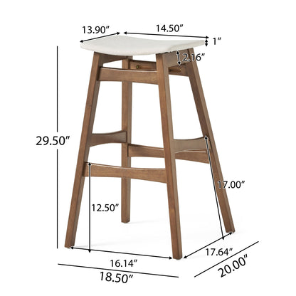 Mid Century Modern Bar Stool Set with Upholstered Seating - Beige or Dark Gray