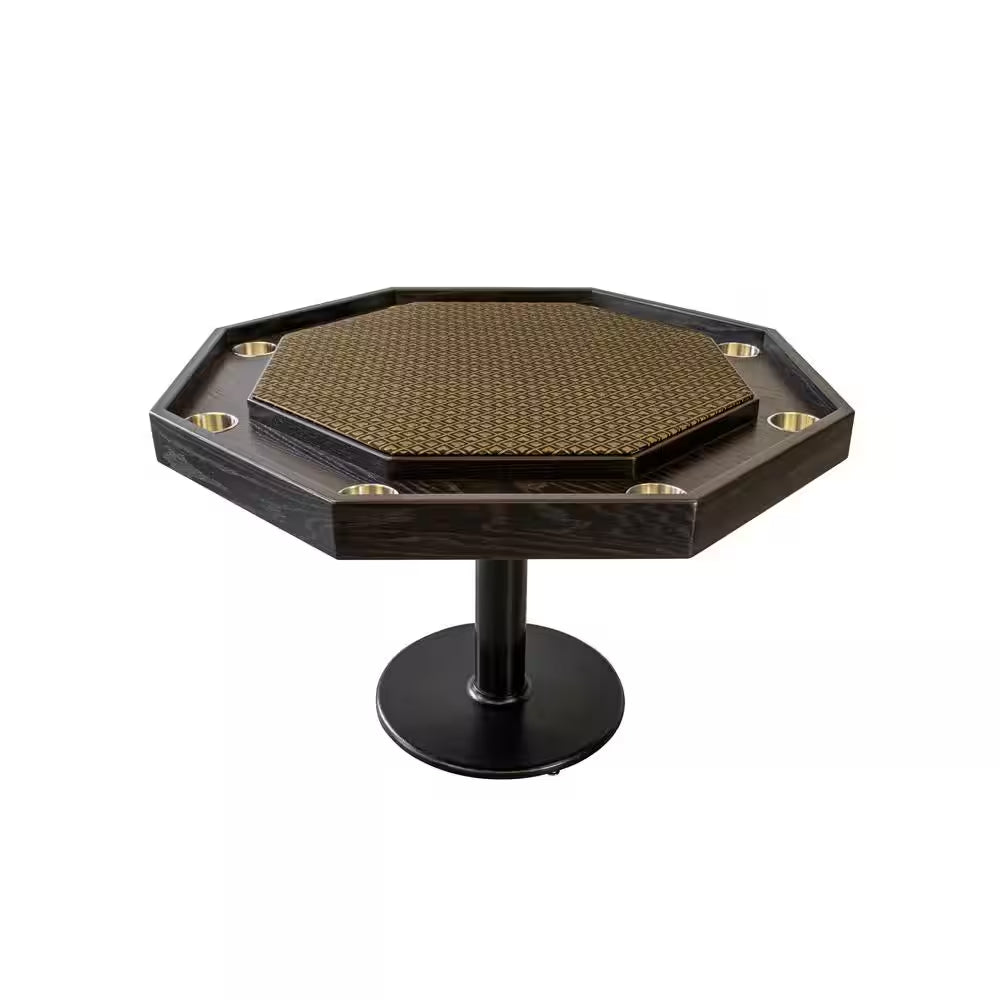 Experience Ultimate Gaming with the Lost Mill Mocha Oak 8-Station Poker Table