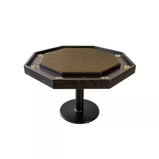 Experience Ultimate Gaming with the Lost Mill Mocha Oak 8-Station Poker Table
