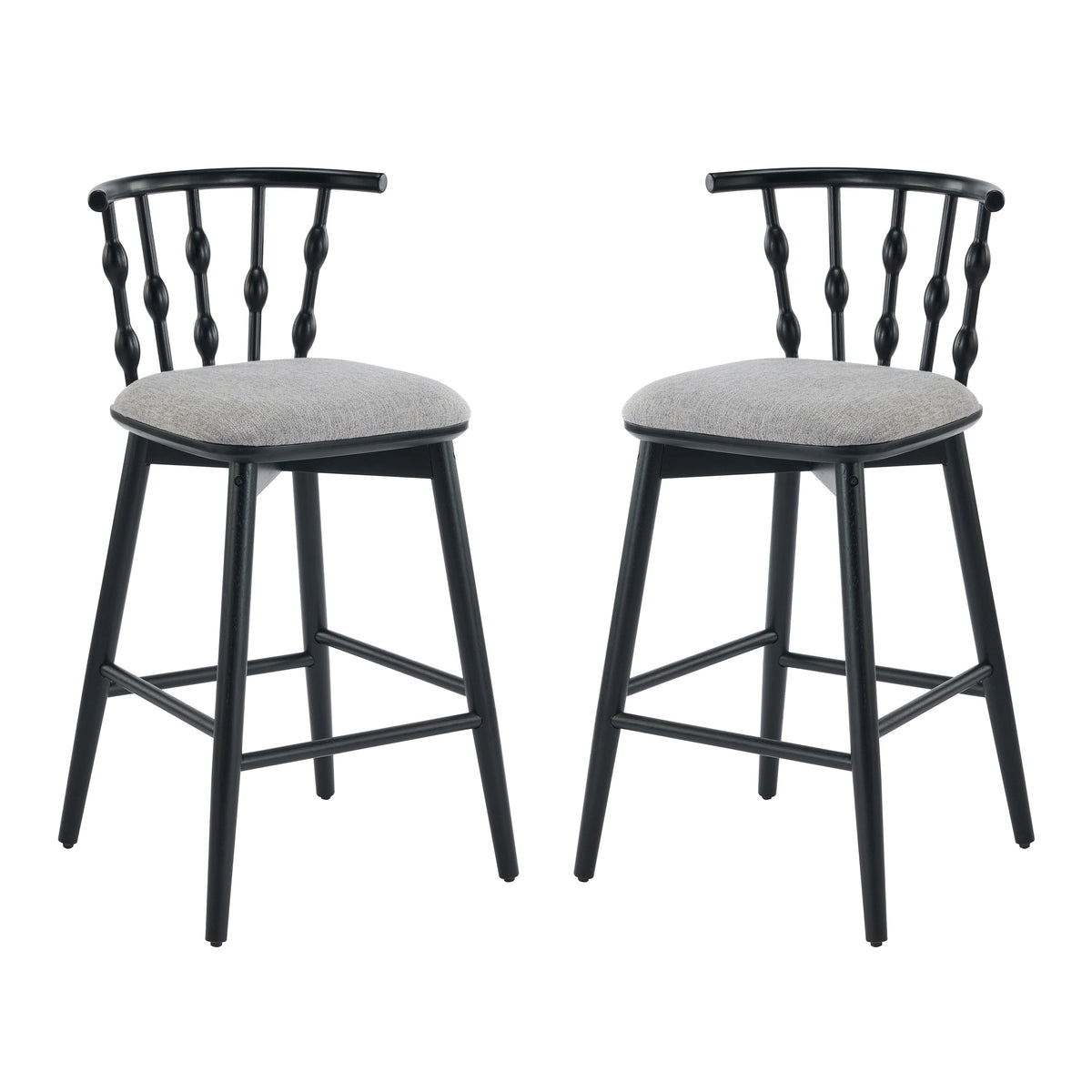 Doria Indoor Wooden Barstool with Hourglass Backrest - Grey