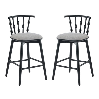 Doria Indoor Wooden Barstool with Hourglass Backrest - Grey
