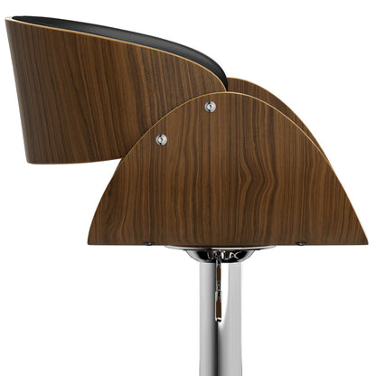 Mid Century Modern Adjustable Swivel Bar Stool with Bentwood Frame - Black, Light Blue, Dark Gray, White