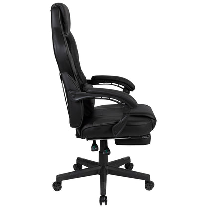Black Ergonomic Gaming Chair -Recline Back/Arms, Footrest, Massaging Lumbar