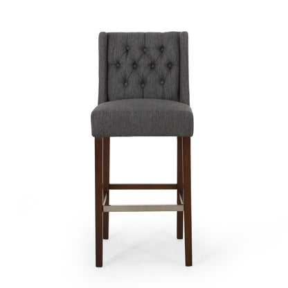 Upholstered Barstool with Button Tufted Wing Back - Multiple Colors