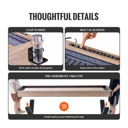 Shuffleboard Table, 9 Ft. Shuffleboard for Family Game Rooms, 2-In-1 Shuffleboard and Bowling Combo Game Set, Playfield