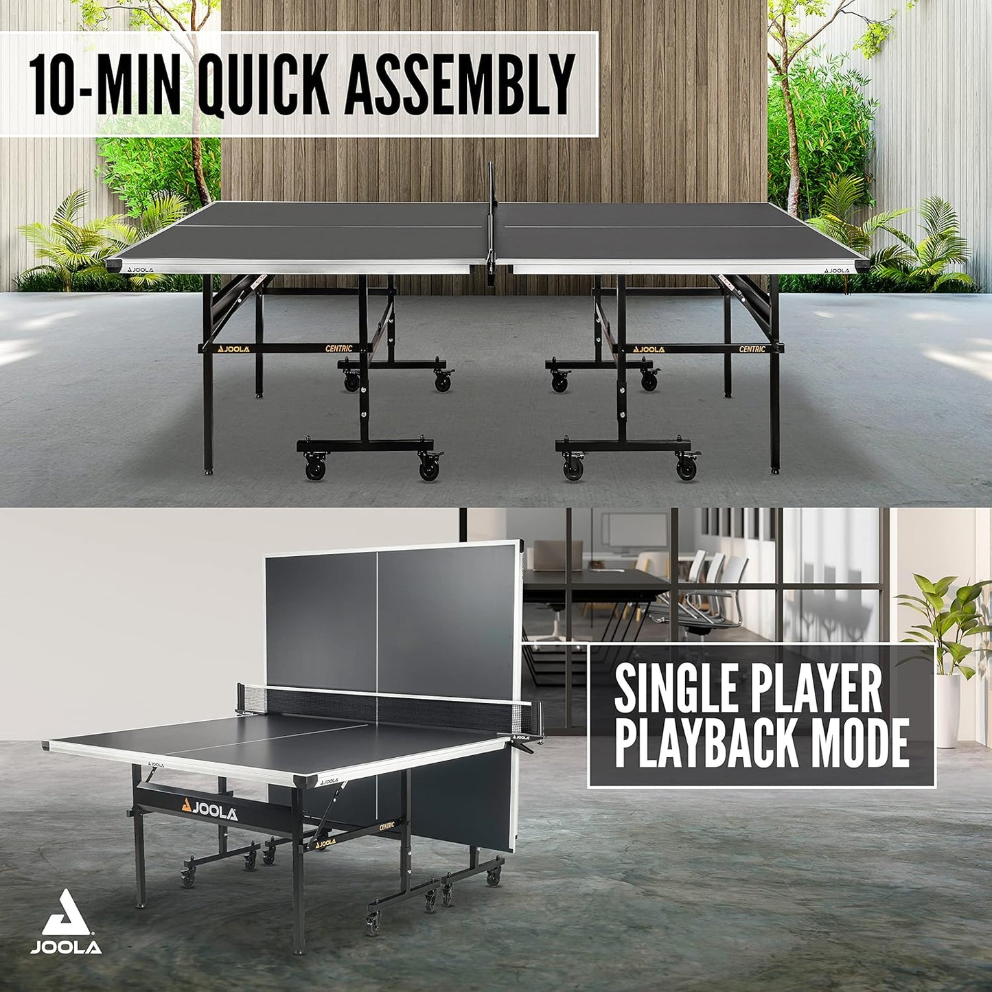 inside Professional MDF Indoor Ping Pong Table with Quick Clamp Table Tennis Net and Post Set - 10 Minute Easy Assembly - Tournament Quality - Foldable with Single Player Playback Mode