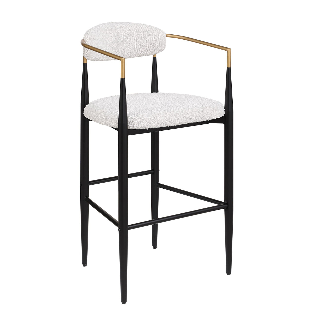 Upholstered Bar Stools with Backs for Kitchen Island - Set of 2 - Beige