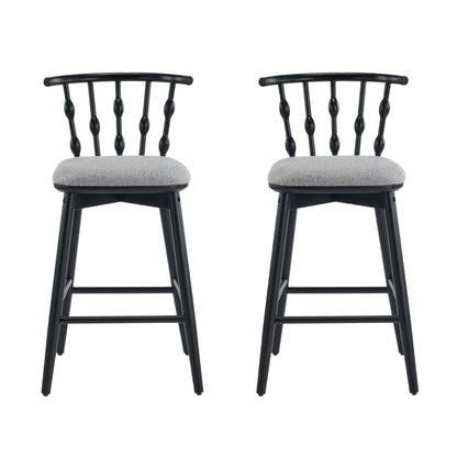 Doria Indoor Wooden Barstool with Hourglass Backrest - Grey