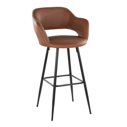 Contemporary Fixed Height Barstool Set of 2 with Square Footrest - Multiple Colors