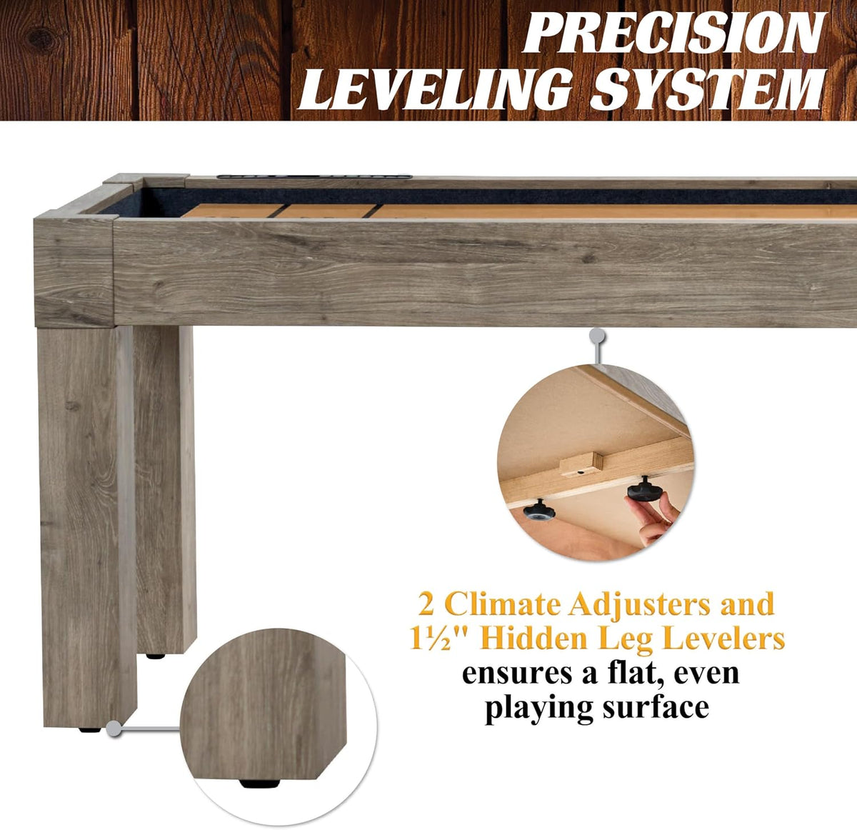 Barrington 9-Foot Shuffleboard Table with Durable Scratch-Resistant Playfield and 8-Puck Set