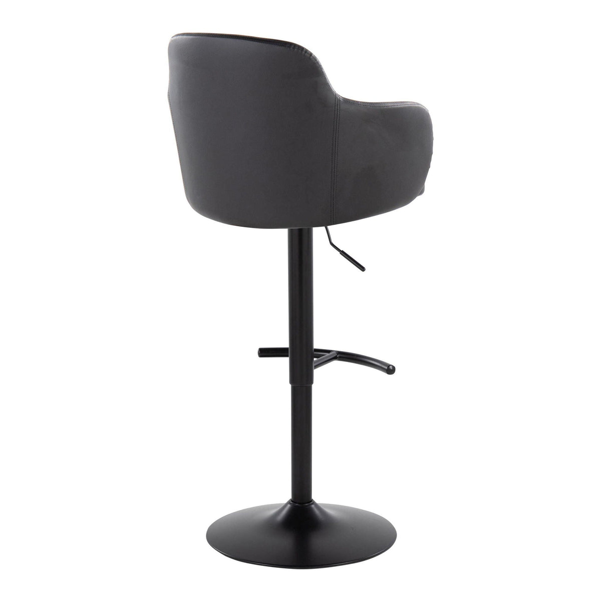 Contemporary Adjustable Barstool Set with Swivel - Rounded T Footrest - Dark Gray or Black