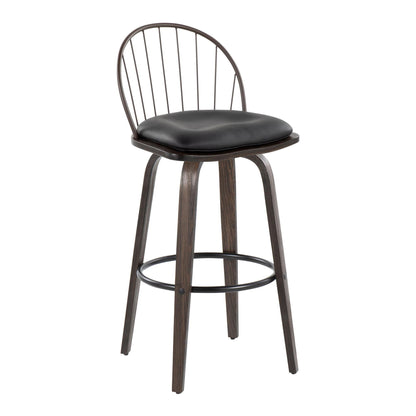 Industrial Fixed Height Barstool Set with Swivel and Removable Cushion - Light Brown or Black