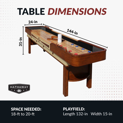 Premium 12-Ft Merlot Shuffleboard Table for Ultimate Game Room Fun