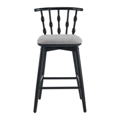 Doria Indoor Wooden Barstool with Hourglass Backrest - Grey