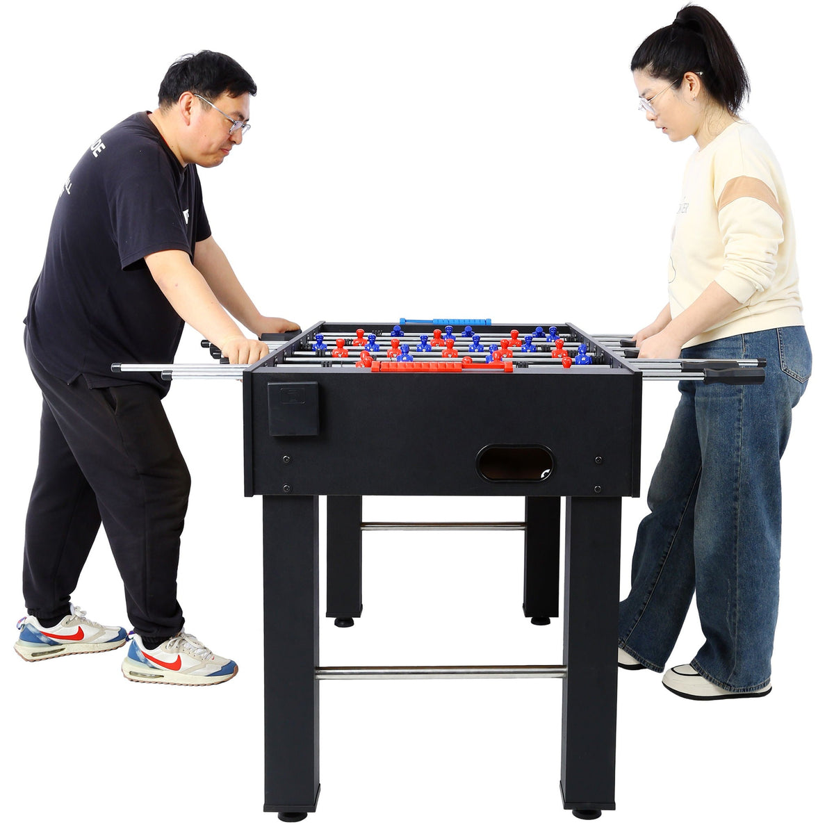 Hurricane Foosball Table with Steel and Wood Construction - Yellow, Black, or Light Brown