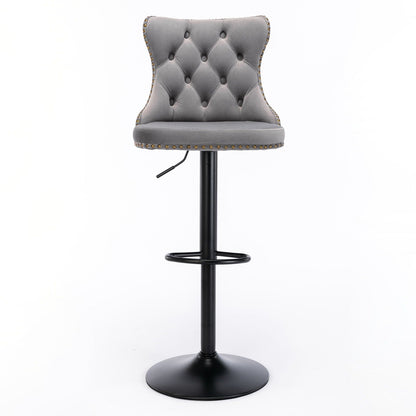 Modern Adjustable Swivel Barstools with Tufted Back - Multiple Colors (Set of 2)