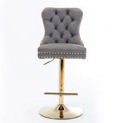 Modern Upholstered Swivel Barstools with Adjustable Height - Set of 2