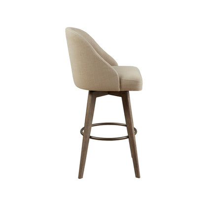 Modern 360-Degree Swivel Bar Stool in Sand | Solid Wood Frame