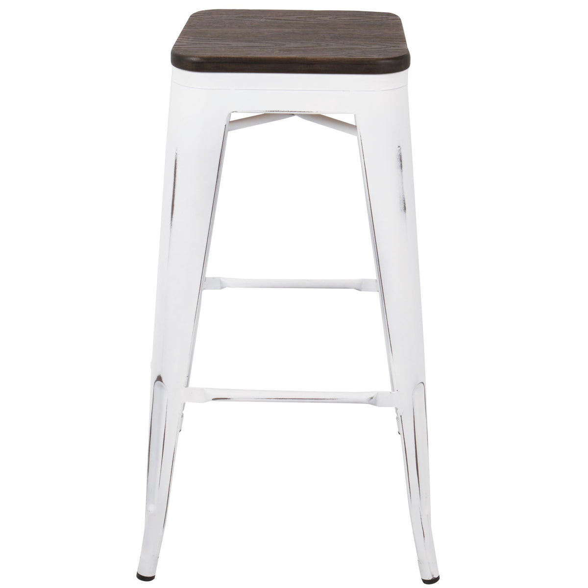 Contemporary Barstool Set of 2 with Stackable Design - Black or White