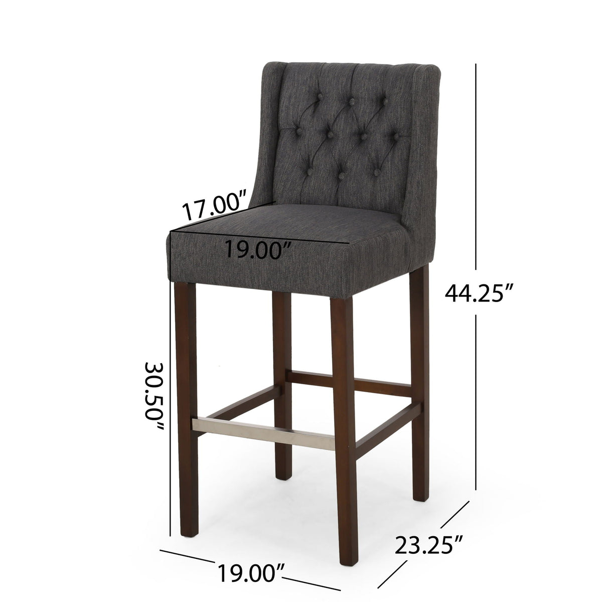 Upholstered Barstool with Button Tufted Wing Back - Multiple Colors