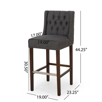 Upholstered Barstool with Button Tufted Wing Back - Multiple Colors