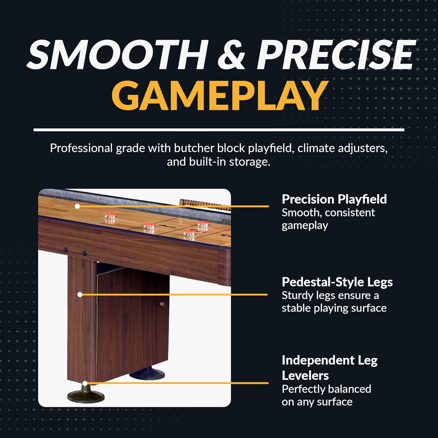 Challenger 12-ft Shuffleboard Table - Premium Walnut Finish with Built-In Scoring, Climate Adjusters, and Complete Accessory Set for Endless Family Fun