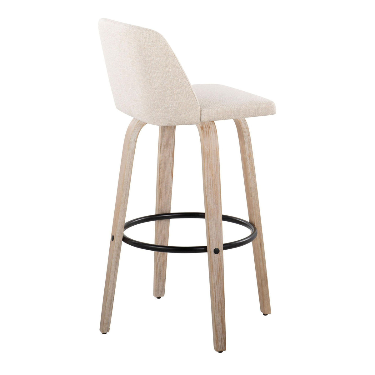 Mid-Century Modern Fixed Height BarStool Set with Swivel Footrest - Multiple Colors