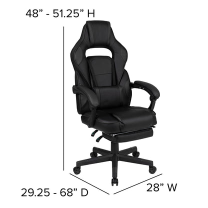 Black Ergonomic Gaming Chair -Recline Back/Arms, Footrest, Massaging Lumbar