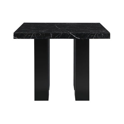 Faux Marble Bar Table and 4 Bar Stools Set with Double Pedestal Base - Black or White