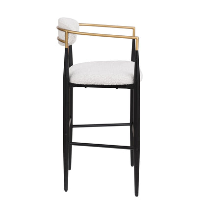 Upholstered Bar Stools with Backs for Kitchen Island - Set of 2 - Beige