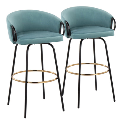 Claire Contemporary Barstools with Footrest, Set of 2 - Multiple Colors
