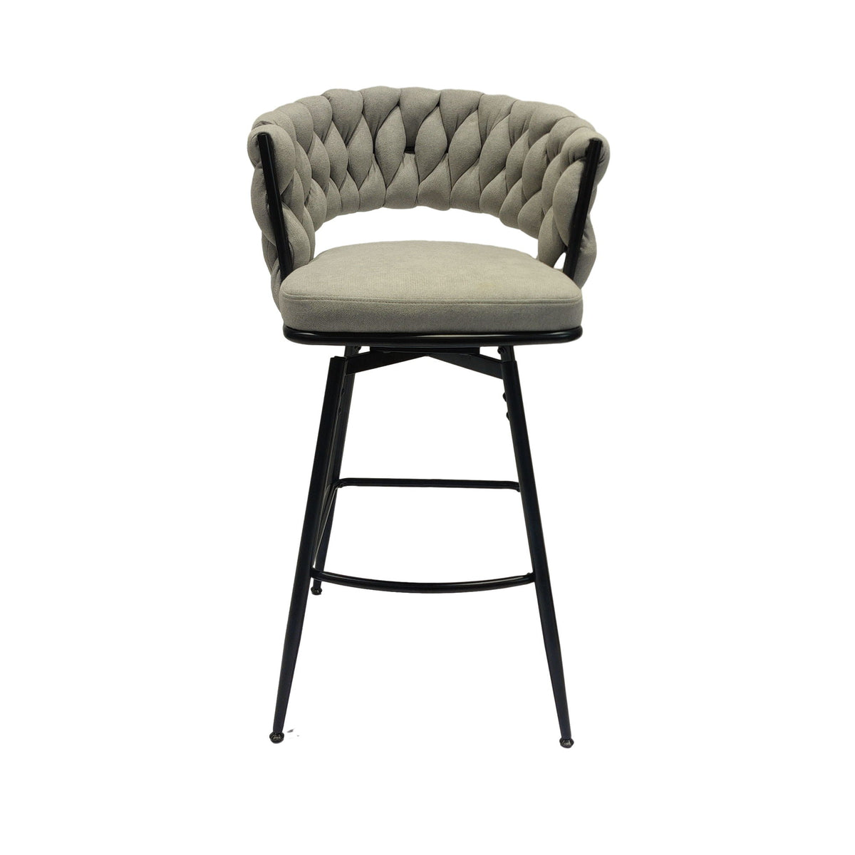 Bar Stool 360 Swivel with Back Footrest - Upholstered, Set of 2
