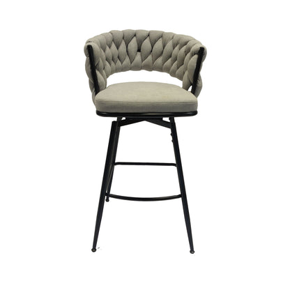 Bar Stool 360 Swivel with Back Footrest - Upholstered, Set of 2
