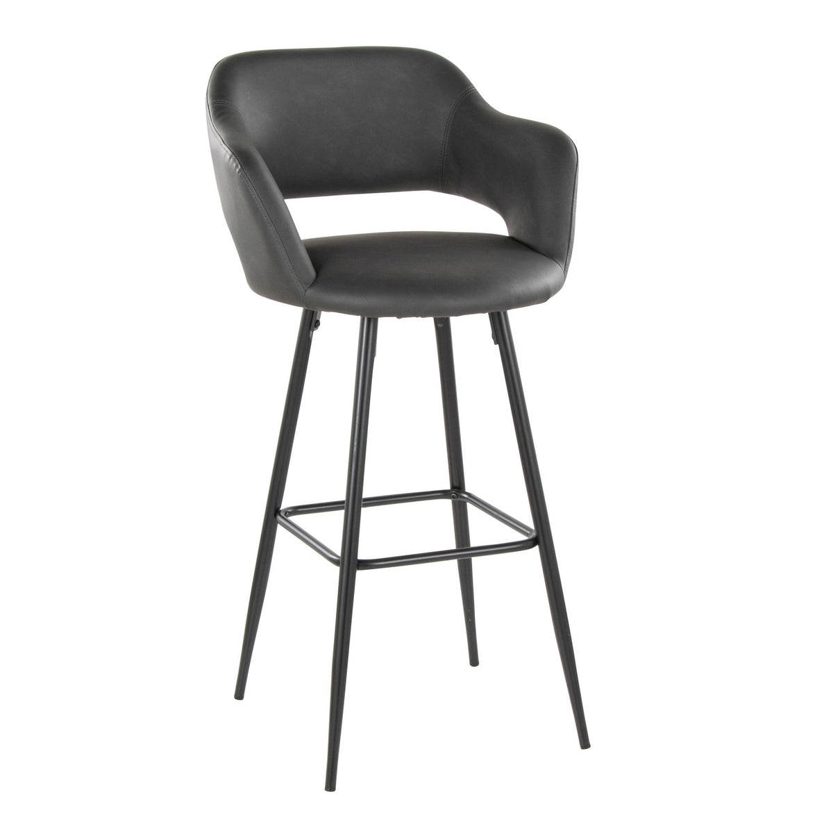 Contemporary Fixed Height Barstool Set of 2 with Square Footrest - Multiple Colors