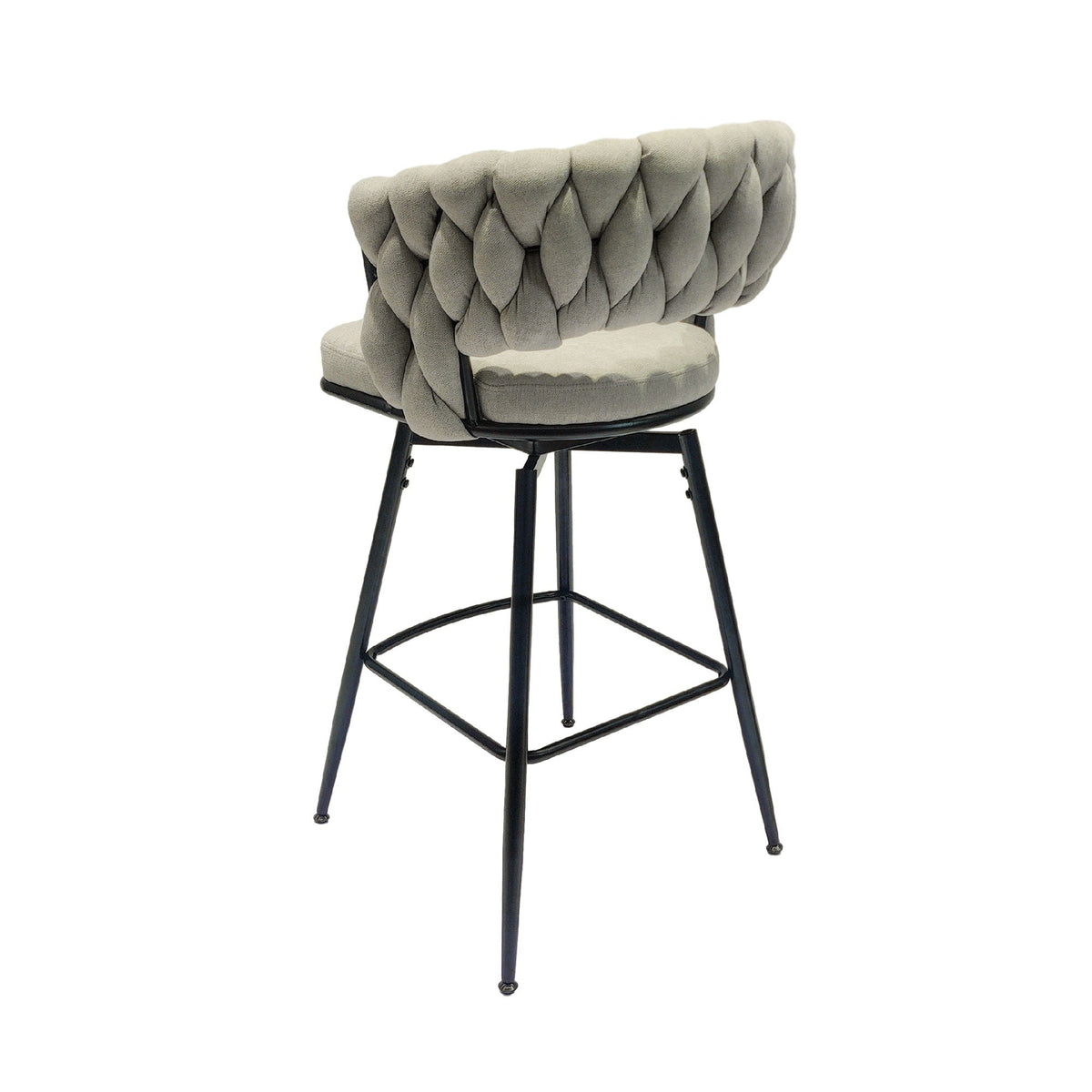 Bar Stool 360 Swivel with Back Footrest - Upholstered, Set of 2