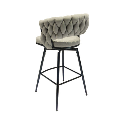 Bar Stool 360 Swivel with Back Footrest - Upholstered, Set of 2