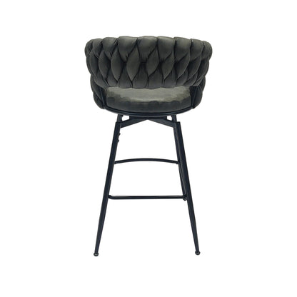 Bar Stool 360 Swivel with Back Footrest - Upholstered, Set of 2