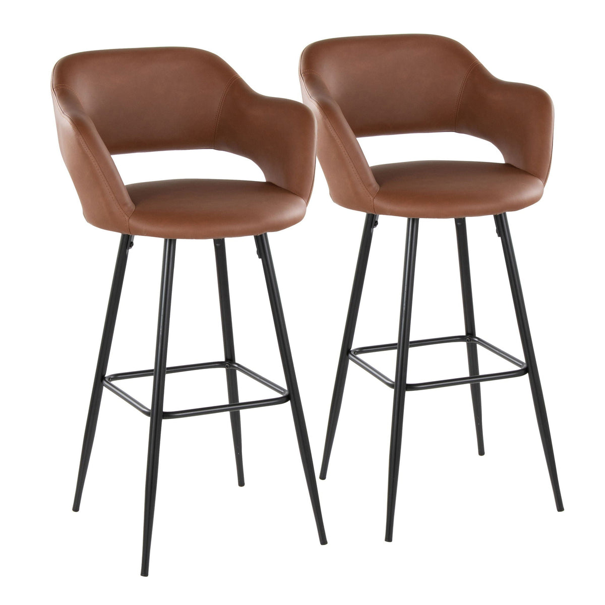 Contemporary Fixed Height Barstool Set of 2 with Square Footrest - Multiple Colors